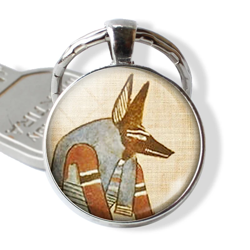 Старинный Египетский брелок Ankh Anubis стеклянный кабошон металлическая цепочка для