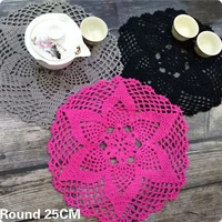 25cm round vintage cotton lace wedding doily handmade crochet table placemat cloth kitchen coffee mug cup coaster pad 3colors