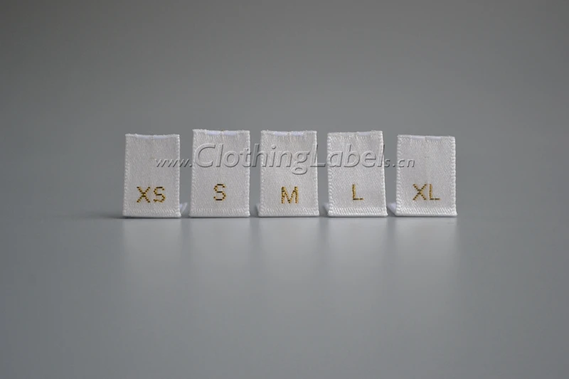 custom fabric woven clothing labels white background gold logo with size label. Price doesn't include label | Дом и сад