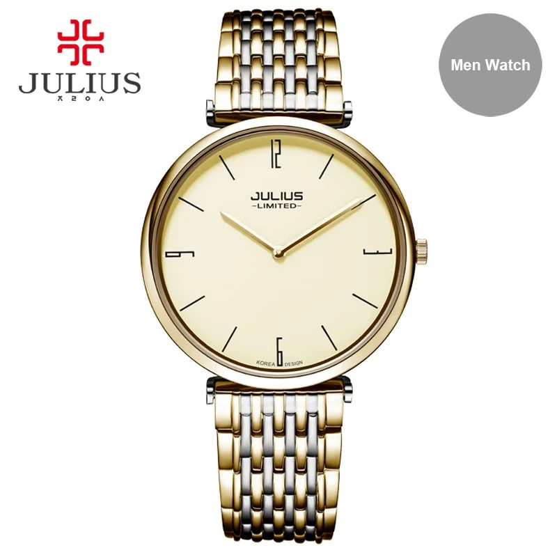 Gold Men Julius limited edition женские стальные ультратонкие 6,5 мм серебряные розовое золото Япония кварцевые Movt 30 м водонепроницаемые женские часы под платье JAL-032 - Цвет: Gold Men