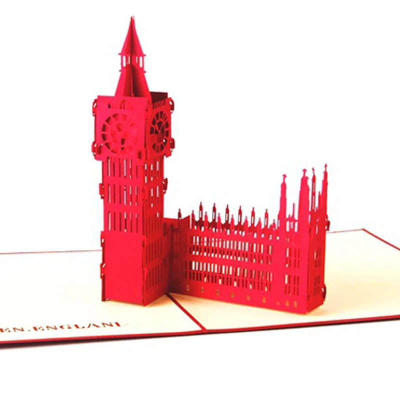 (4 шт./лот) 3D знаменитая модель здания Big Ben ОТКРЫТКА Оригами бумажная всплывающая