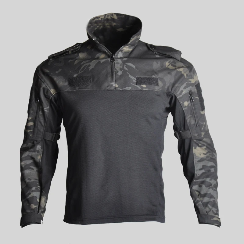 night camouflage Мужские камуфляжные рубашки, тактическая боевая рубашка с длинным рукавом, Мультикам, армейская тактическая футболка для походов, охоты, альпинизма, стрельбы - Цвет: night camouflage