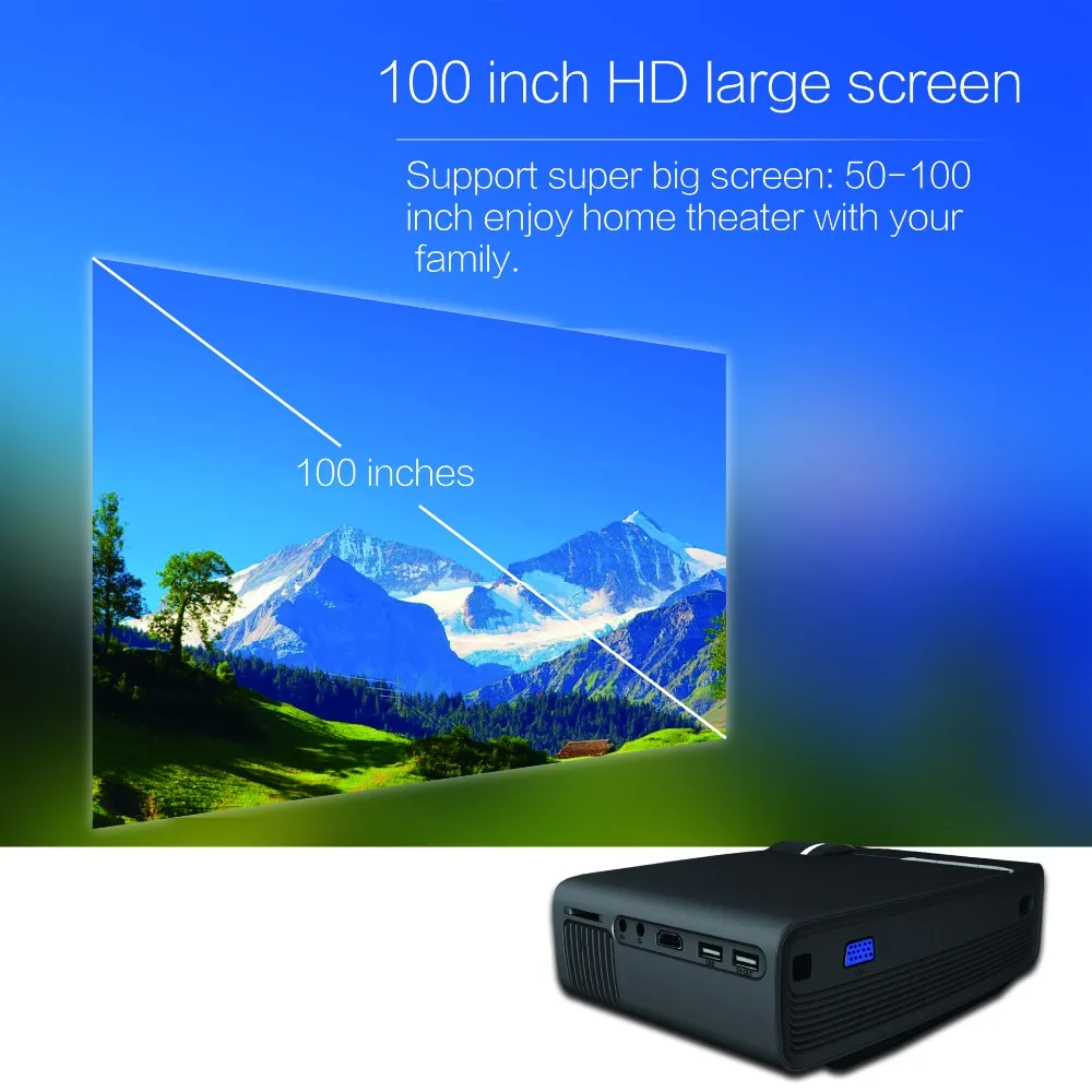 AAO YG410 мини светодиодный проектор для смартфонов, многоэкранный mirawlug Mirawire Airplay, зеркальное отображение, встроенный EZCast HDMI USB VGA
