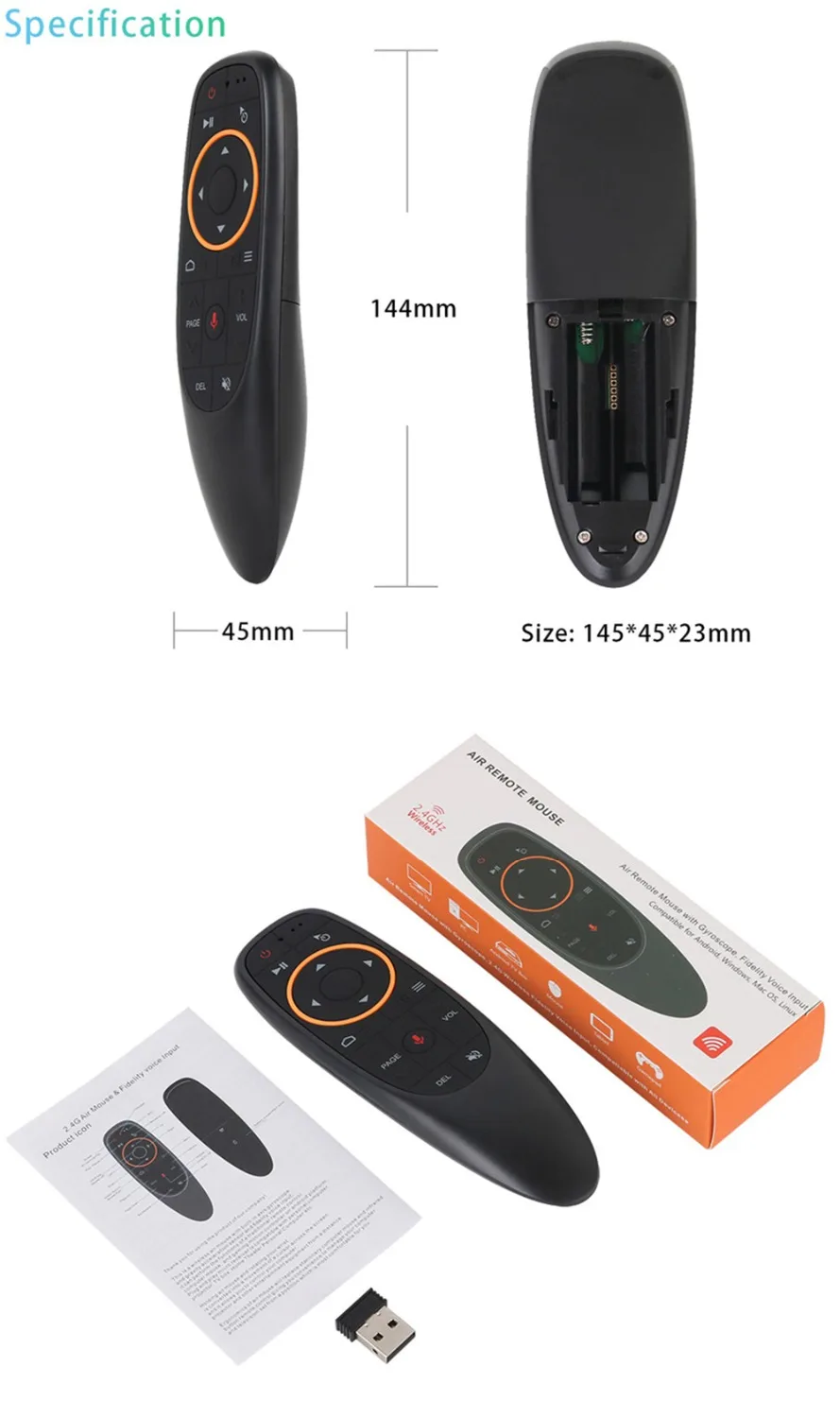 G10 Air mouse Голосовое управление с 2,4G USB Приемником гироскоп зондирование мини air mouse беспроводной умный пульт дистанционного управления для Android tv BOX