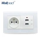 Французская розетка и USB Wallpad Хрустальная стеклянная панель 110в-250в 146*86 мм 16А французская стандартная розетка и 3,0 более быстрое зарядное устройство USB