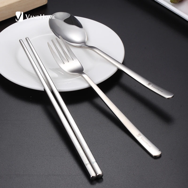 VandHome корейский комплект переносной посуды для детей походные столовые приборы