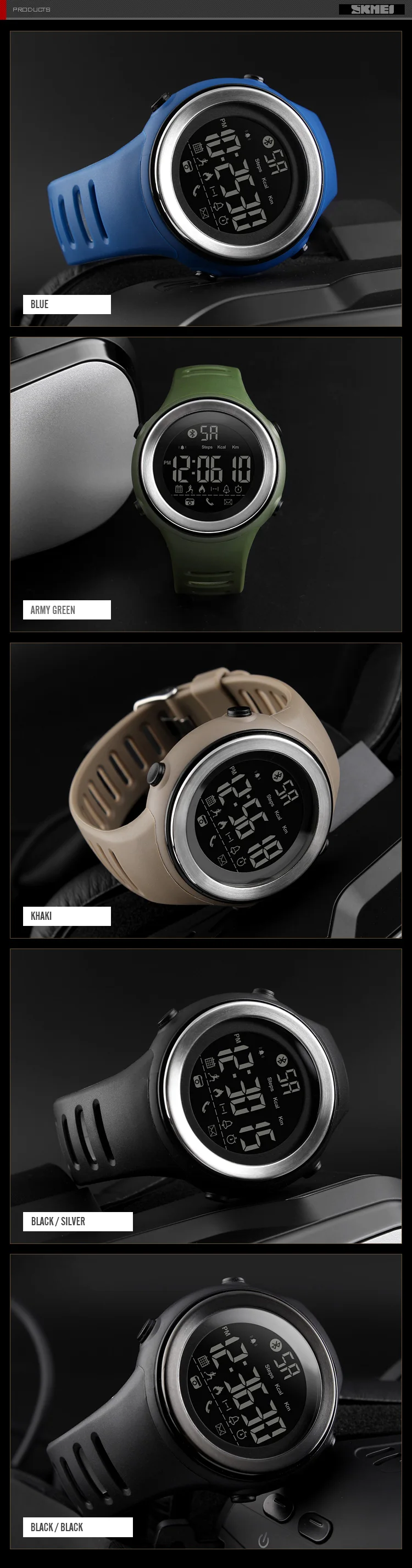 SKMEI Bluetooth Смарт часы фитнес Шагомер бег калорий сообщение напоминание Smartwatch водонепроницаемые цифровые спортивные часы для мужчин