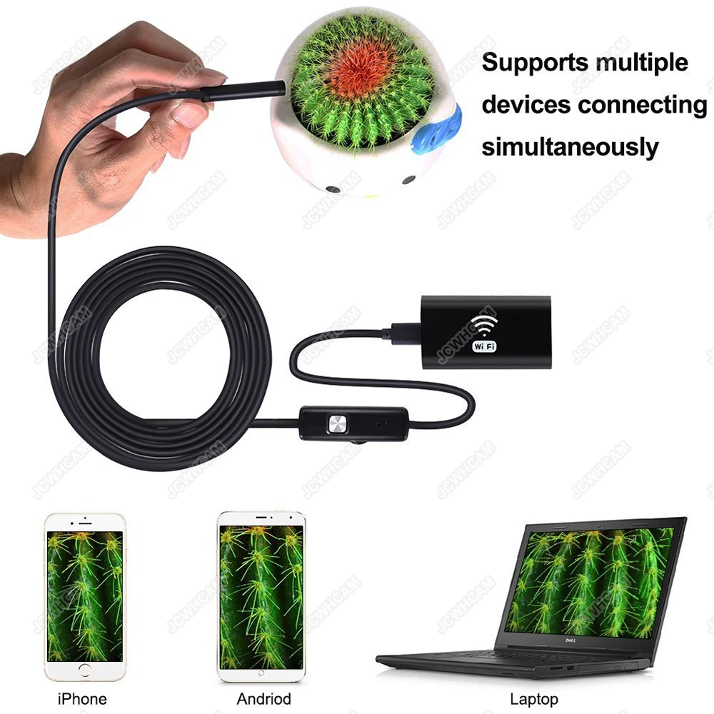 HD 720 P wifi эндоскоп IOS камера 8 мм объектив 5 м гибкая трубка Змея USB труба осмотр