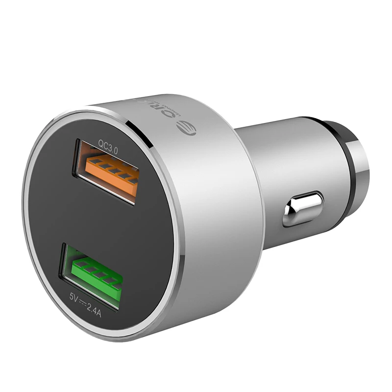 ORICO QC3.0 автомобильное зарядное устройство 30 Вт макс двойной USB Автомобильное зарядное устройство мобильного телефона зарядное устройство для банка питания мобильного телефона планшета gps - Тип штекера: Silver