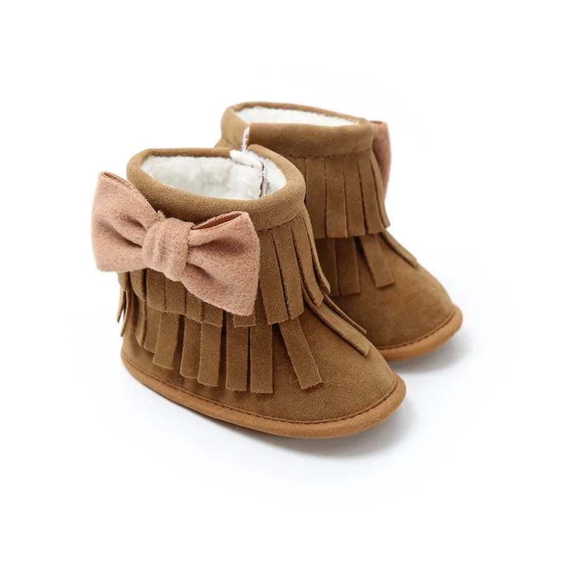 YTM1780C Bebe/мокасины; обувь для новорожденных девочек и мальчиков; однотонная обувь с бахромой и бантом-бабочкой; нескользящие ботинки на мягкой подошве для малышей 0-18 месяцев - Цвет: YTM1780C