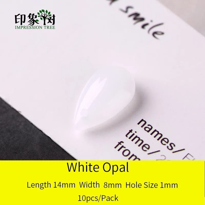 White Opal 10pcs Стеклянные кабошоны в форме капли, 10 шт., 14х8 мм, бусины ручной работы для самостоятельного изготовления ювелирных украшений, модель 16021 - Цвет: White Opal 10pcs