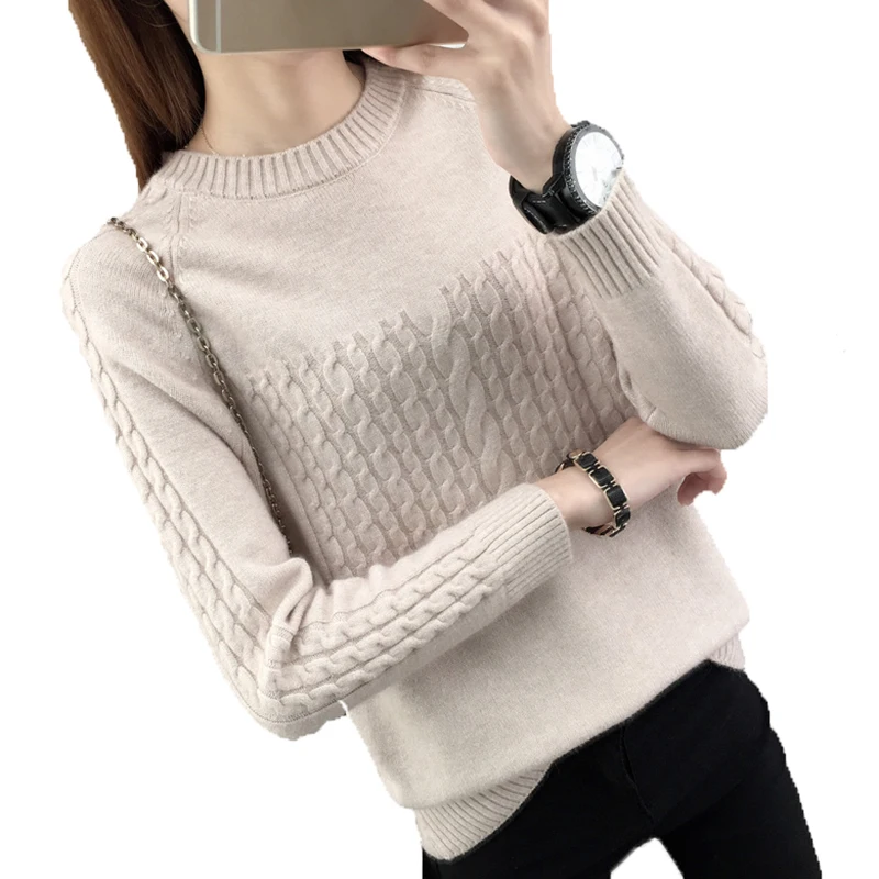 2019 Autumn Winter Knitted Sweater Women Sweaters And Pullovers Female Crochet Jumper Pull Femme Black White | Женская одежда