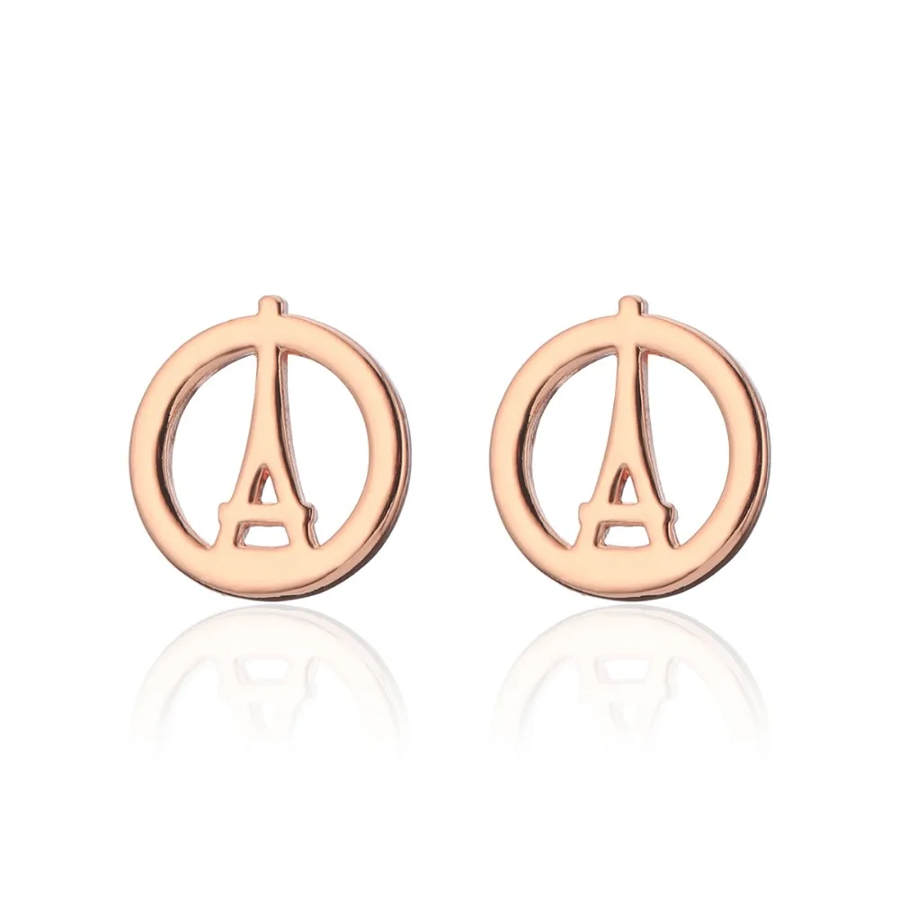 Tower Gold Korea Earrings For Women Cute Small Round Hollow Stud Earring pendientes mujer Fashion Jewelry 2019 New | Украшения и