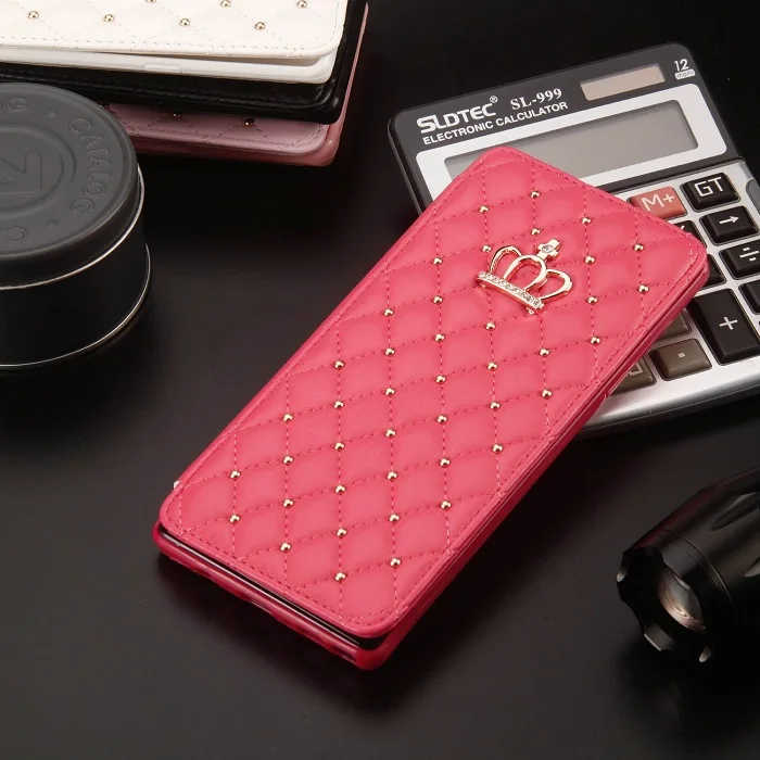 rose red Кожаный чехол-бумажник с откидной крышкой для samsung S7 EDGE S10 Lite S8 S9 Plus, Роскошный чехол для телефона с короной и вспышкой для Note 8 9 - Цвет: rose red