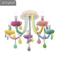 artpad modern sweet crystal chandeliers macaron colorful droplight children bedroom girl princess decoration glass lustre lamp