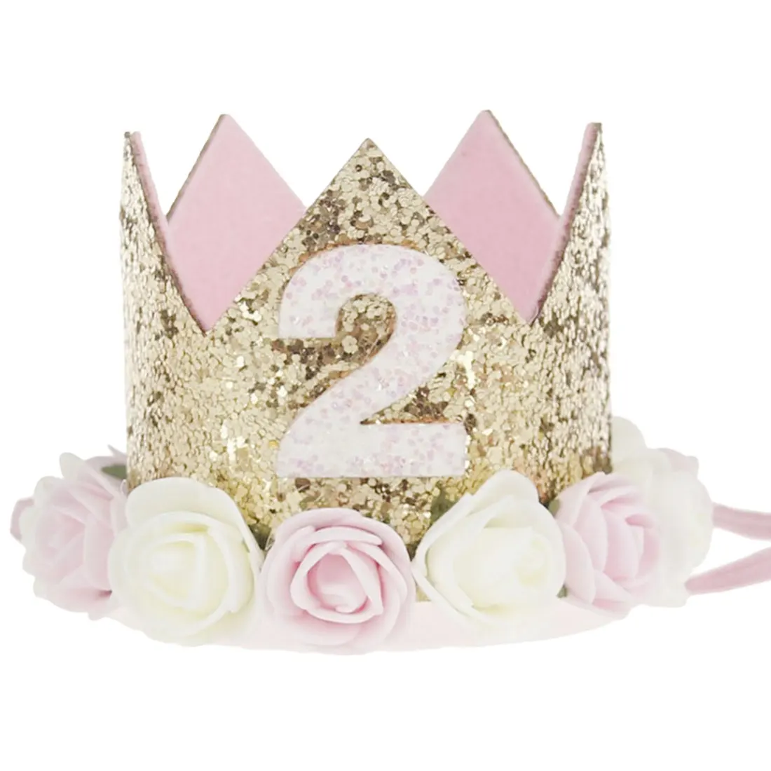 pink white 2 1 шт счастливые шляпы для вечеринки по случаю Дня рождения декоративная крышка один день рождения шляпа Принцесса Корона 1-й 2-й 3-й год номер детские аксессуары для волос - Цвет: pink white 2