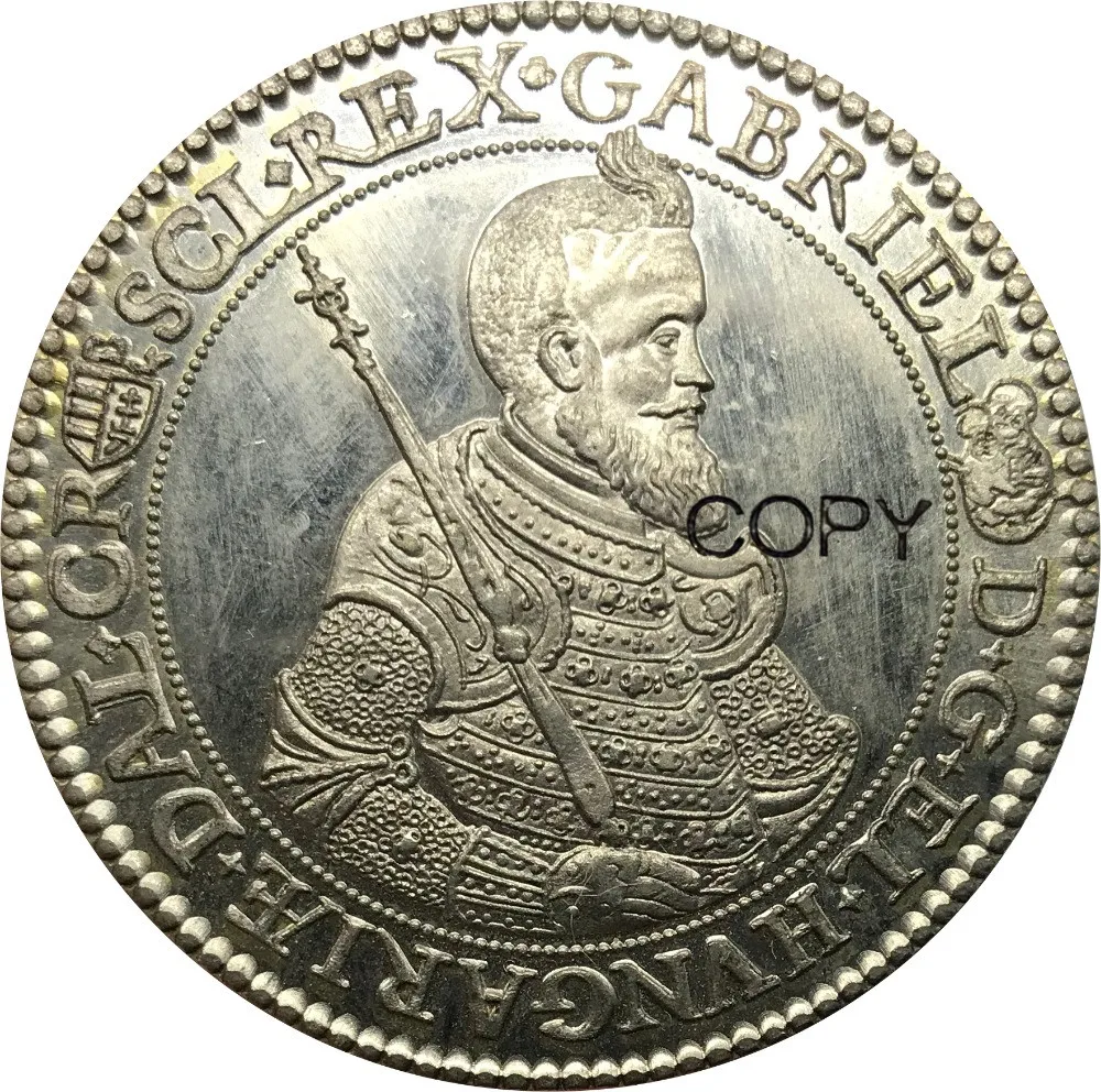 

Hungarian states Principality of Transylvania 1 Taller Gabor Bethlen 1621 Cupronickel Plated Silver Copy Coins Plain Edge