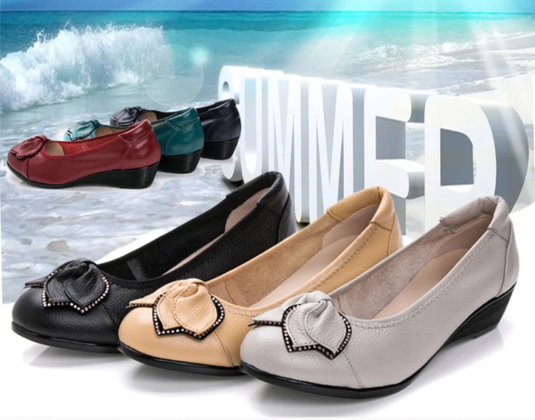 RUSHIMAN удобные кожаные туфли с мягкой подошвой для отдыха женщин среднего возраста