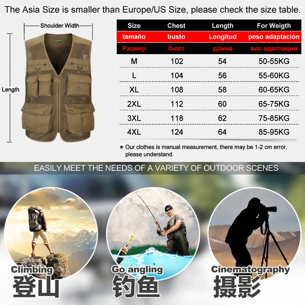 2021 осень Для Мужчин's жилет фотографа с несколькими карманами сетки жилеты