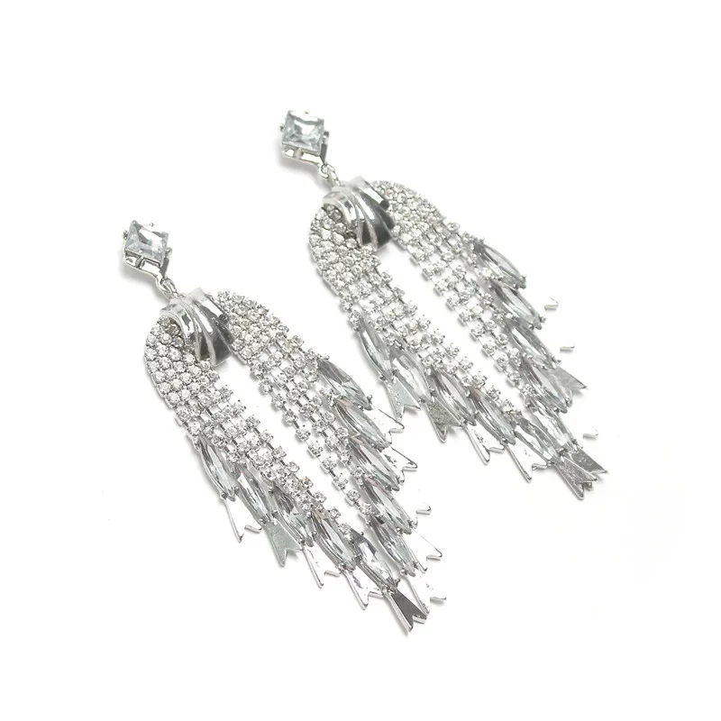 Женская Длинные Серьги Позолоченные Мотаться Кистями серьги Кристалл Падение