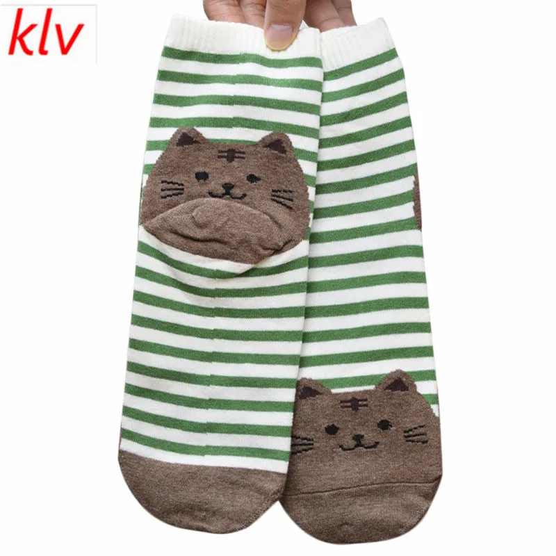 Модные носки KLV с героями мультфильмов женские принтом кошек 3D рисунком животных