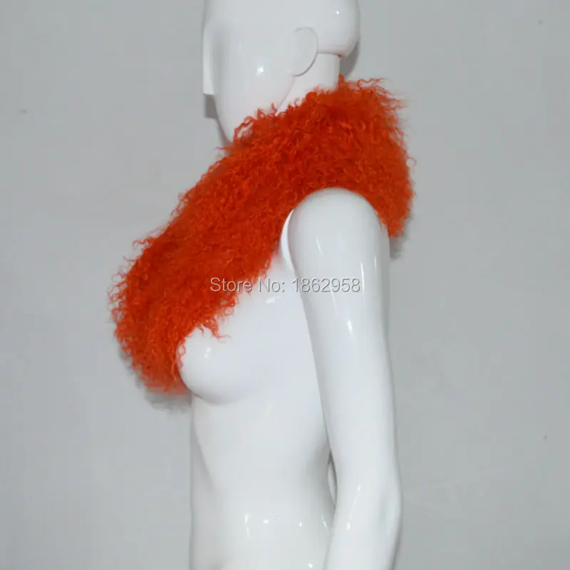 Бесплатная доставка зимний женский ошейник из овечьей шерсти оранжевого цвета