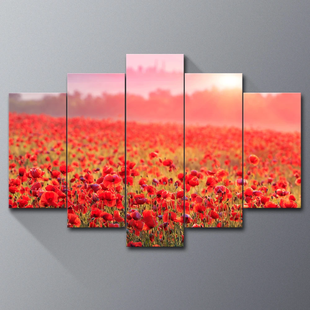 

Unframed Red Flower Landscape Photo print on canvas Modern Wall Art Picture For Home Decor Sofa Background Wall Posters painting