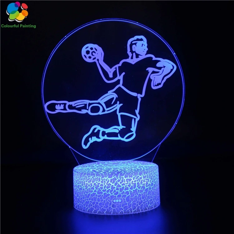 Basketball Football Ice hockey Golf Ballet Sport 3D LED Crack Night Light 7 Colors Changing Lamp 3AA Battery Powered USB Gift 22 | Лампы и