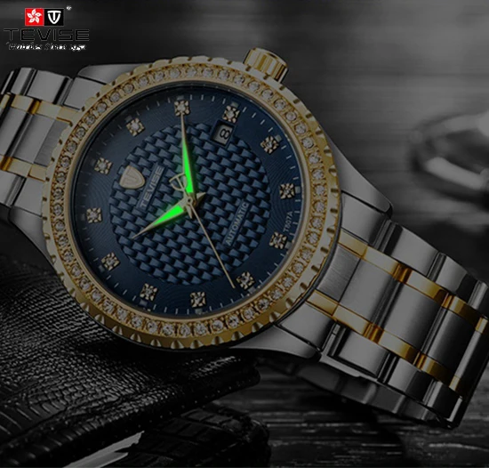 Tevise новый творческий мужские часы автоматические механические наручные алмаз