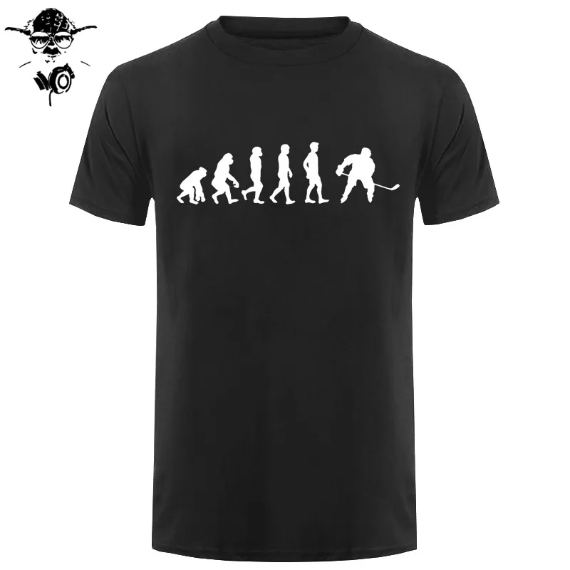 Evolution Of Ice Hockeyer, Молодежный топ, Клубная хлопковая футболка, забавные подарки на день рождения для ледяного хоккейного игрока, Мужская футболка с коротким рукавом, футболка - Цвет: black white