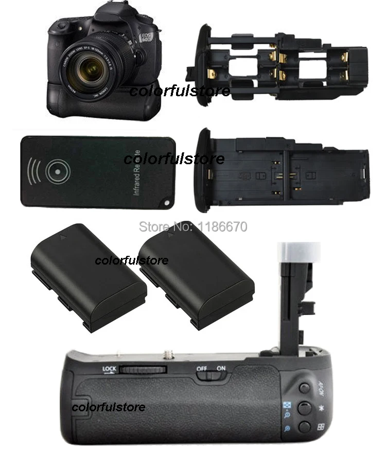 Бесплатная доставка + Ручная ручка для аккумулятора Canon EOS 60D SLR камеры замена