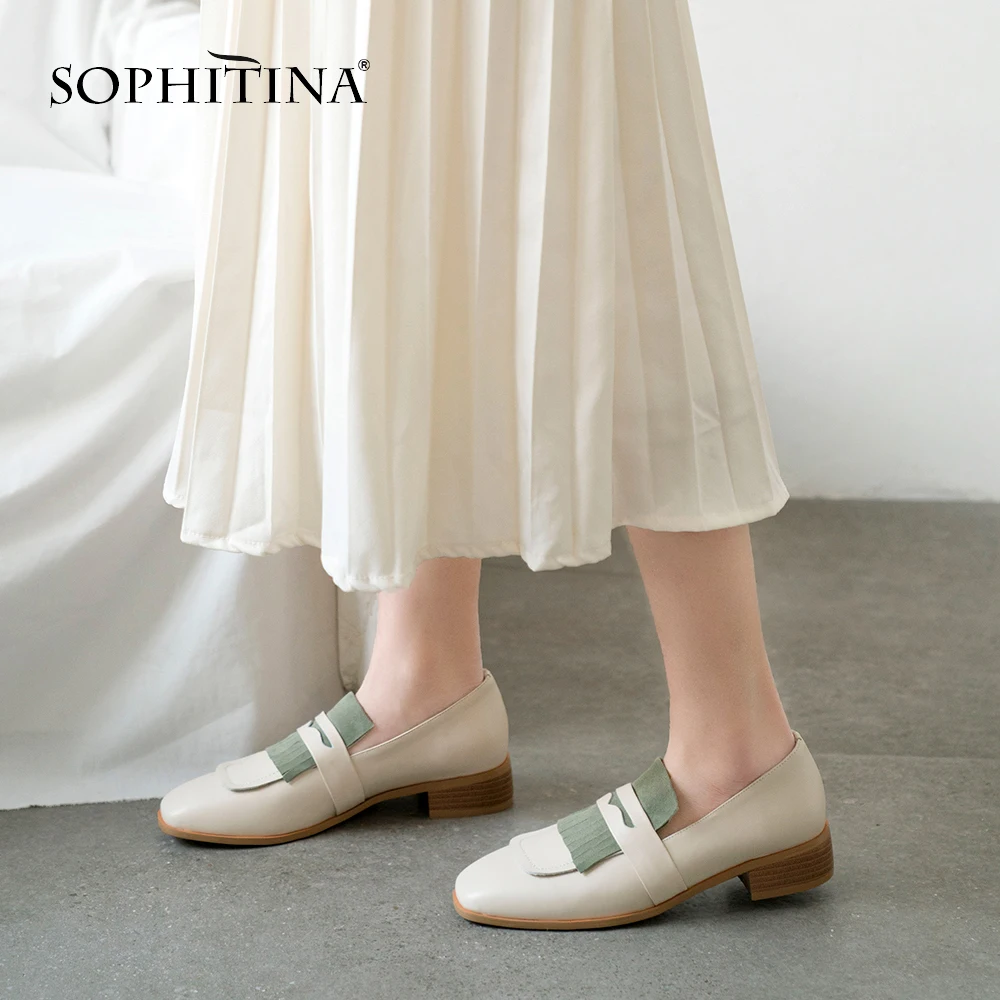 Женские лоферы на плоской подошве SOPHITINA с квадратным носком без застежки