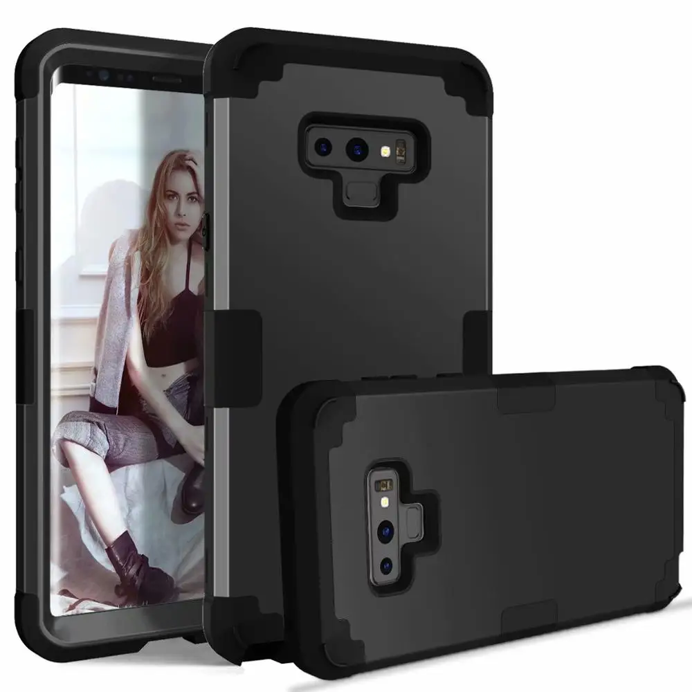 Black Противоударный чехол для телефона samsung Galaxy S9 S8 Plus Note 8 9 чехол PC+ TPU 3 слоя гибридный защитный чехол на 360 градусов - Цвет: Black