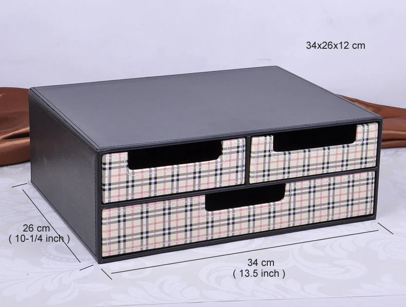 Двухслойный 3 ящика кожаный стол файл шкаф ящик для папок контейнер органайзер