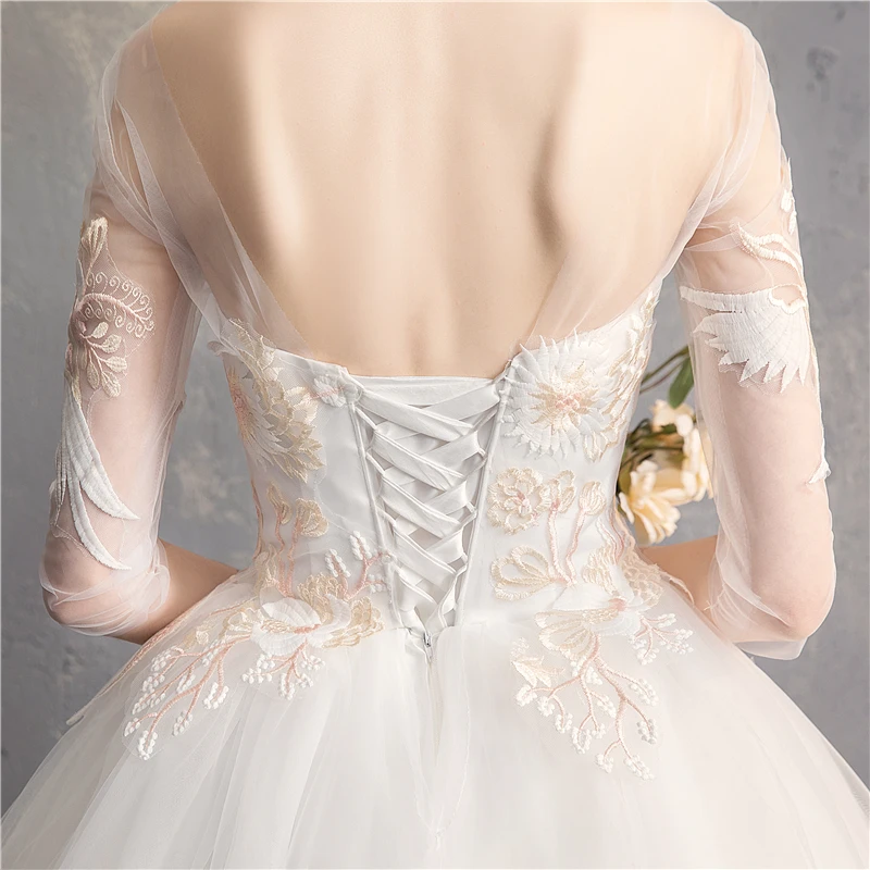 

Robe De Mariee Delicate Embroidery Appliques Organza Wedding Dress Half Sleeves Robe De Mariee Bridal Dress Vestido De Noiva 30