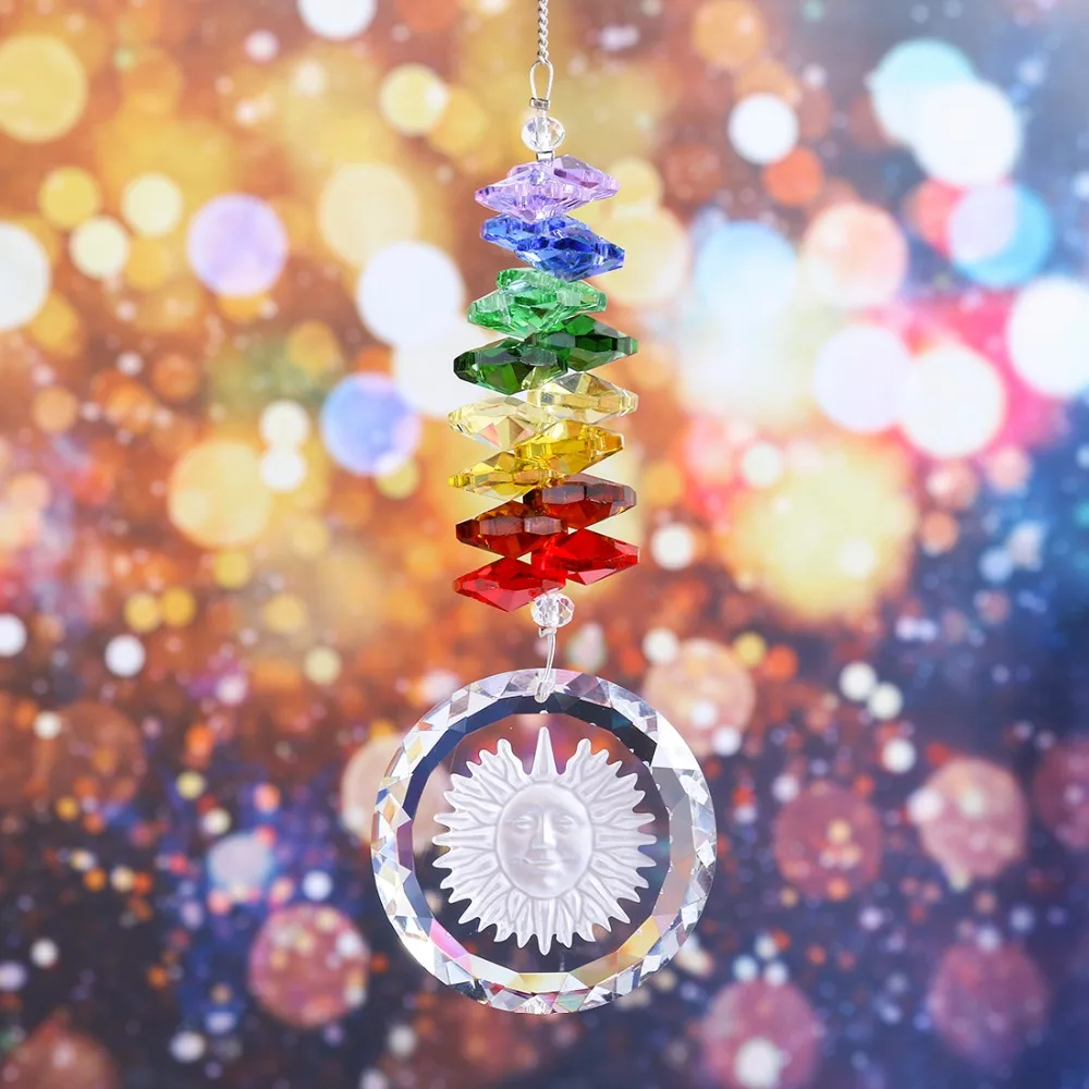 H& D ручная работа Хрустальная стеклянная подвеска в виде солнца чакра Suncatcher кристалл Радуга производитель подарок в упаковке(восьмиугольник стиль