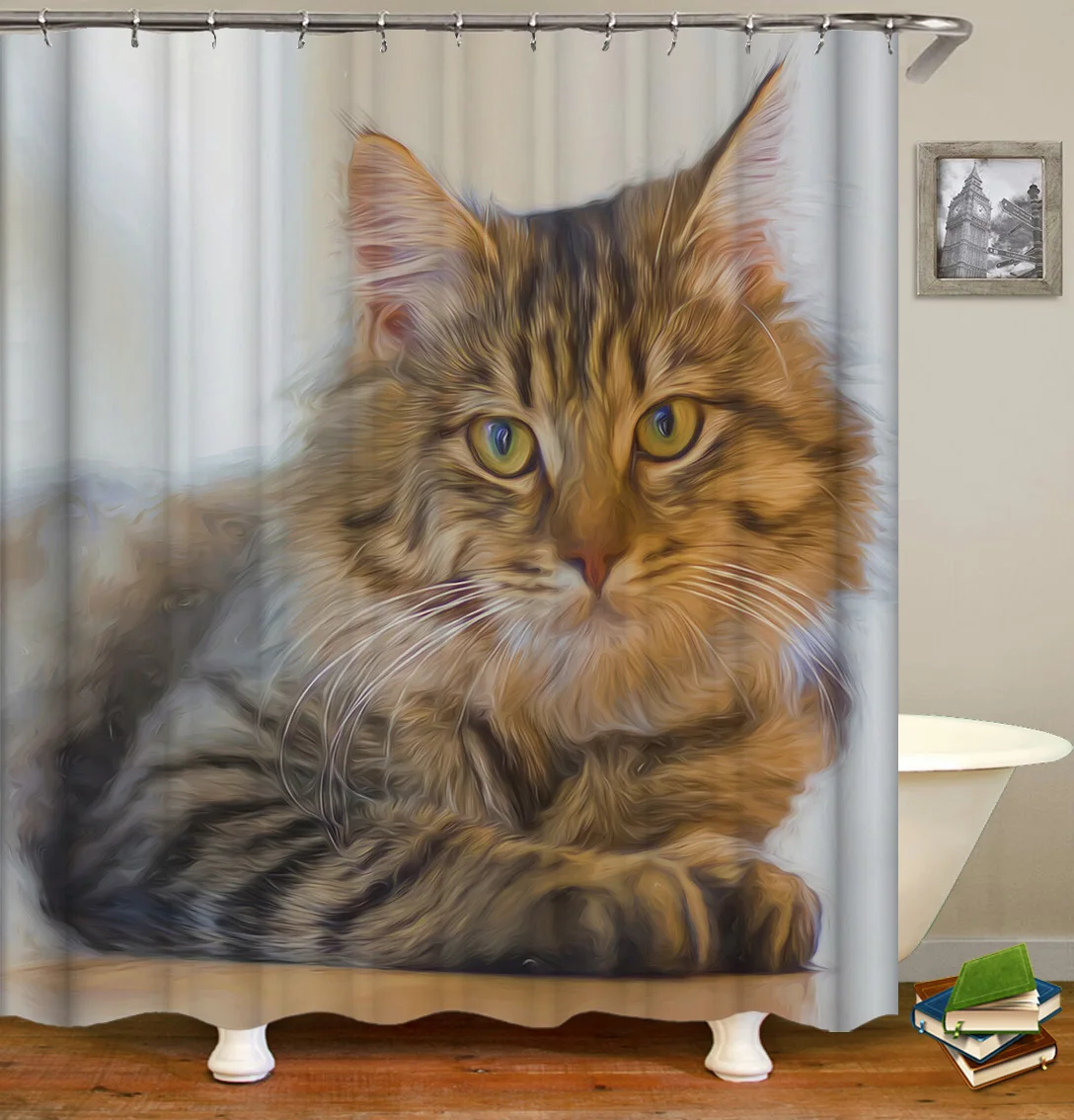 OLOEY, занавески для душа с изображением щенка, кошки, животных, 3d принт, занавески для ванной, водонепроницаемые тканевые занавески для ванной комнаты, декор на заказ