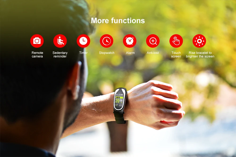 KingWear KR04 Bluetooth наушники Smartband 2 в 1 пульсометр Монитор артериального давления умный Браслет спортивный фитнес трекер группа