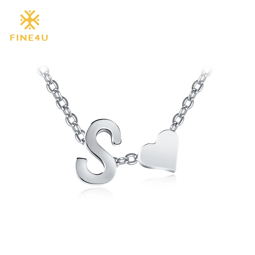 Новинка 2018 ожерелье с сердцем FINE4U N023 цепочка из нержавеющей стали надписью