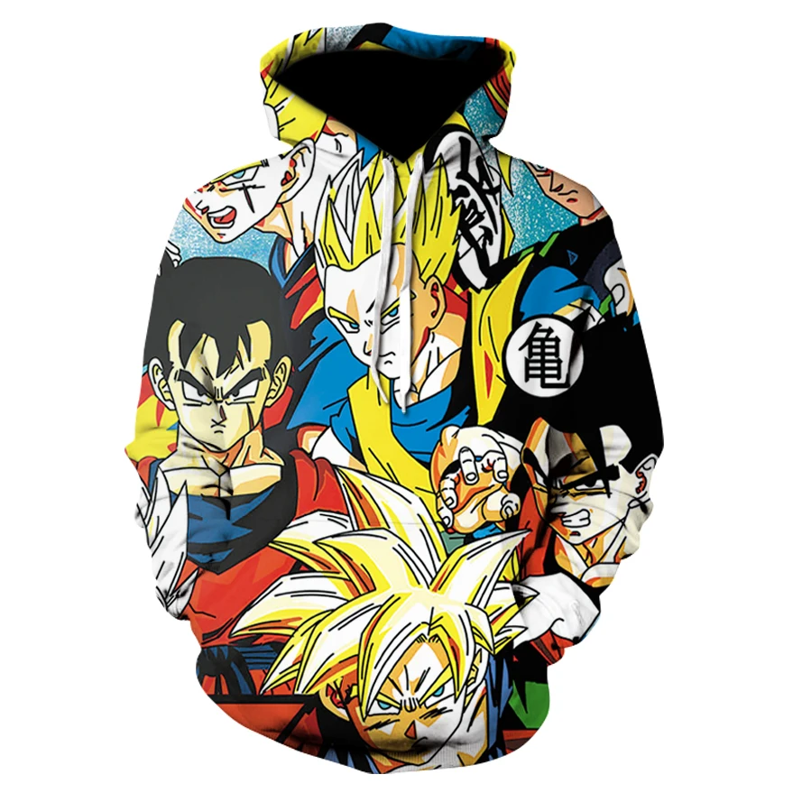 Аниме Драконий жемчуг Z Супер Saiyan толстовки с капюшоном карманами для детей Goku 3D