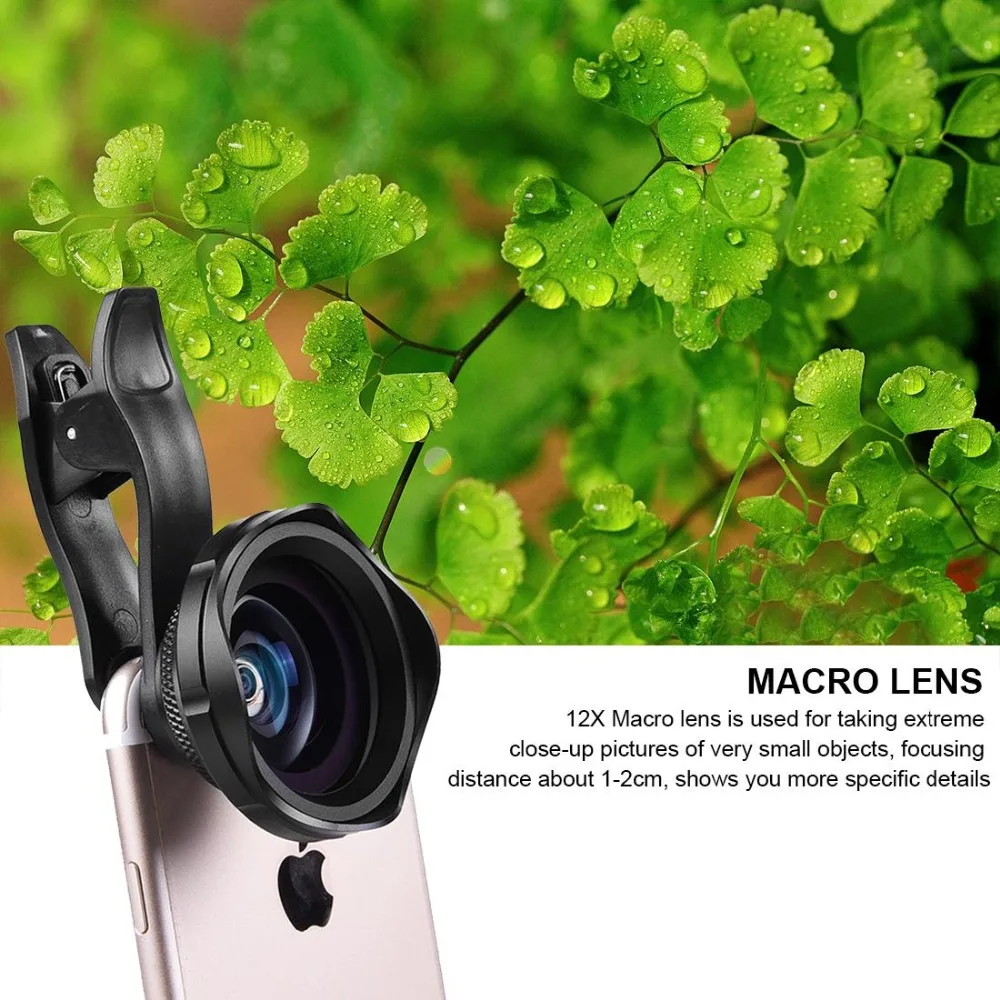 2 in 1 Phone Camera Lens Macro Wide Angle Black | Электроника