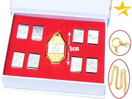 Digimon аниме сплав Набор брелоков для ключей символ Золотой металлический кулон