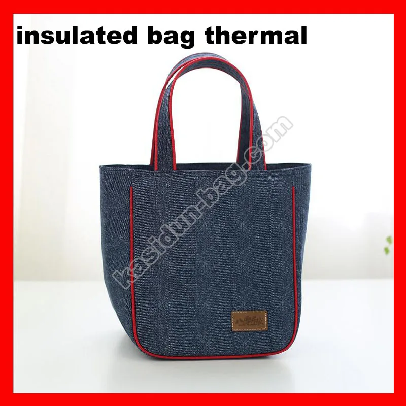 

2pcs/lot 9 sizes available denim insulated thermal cooler lunch bag for women