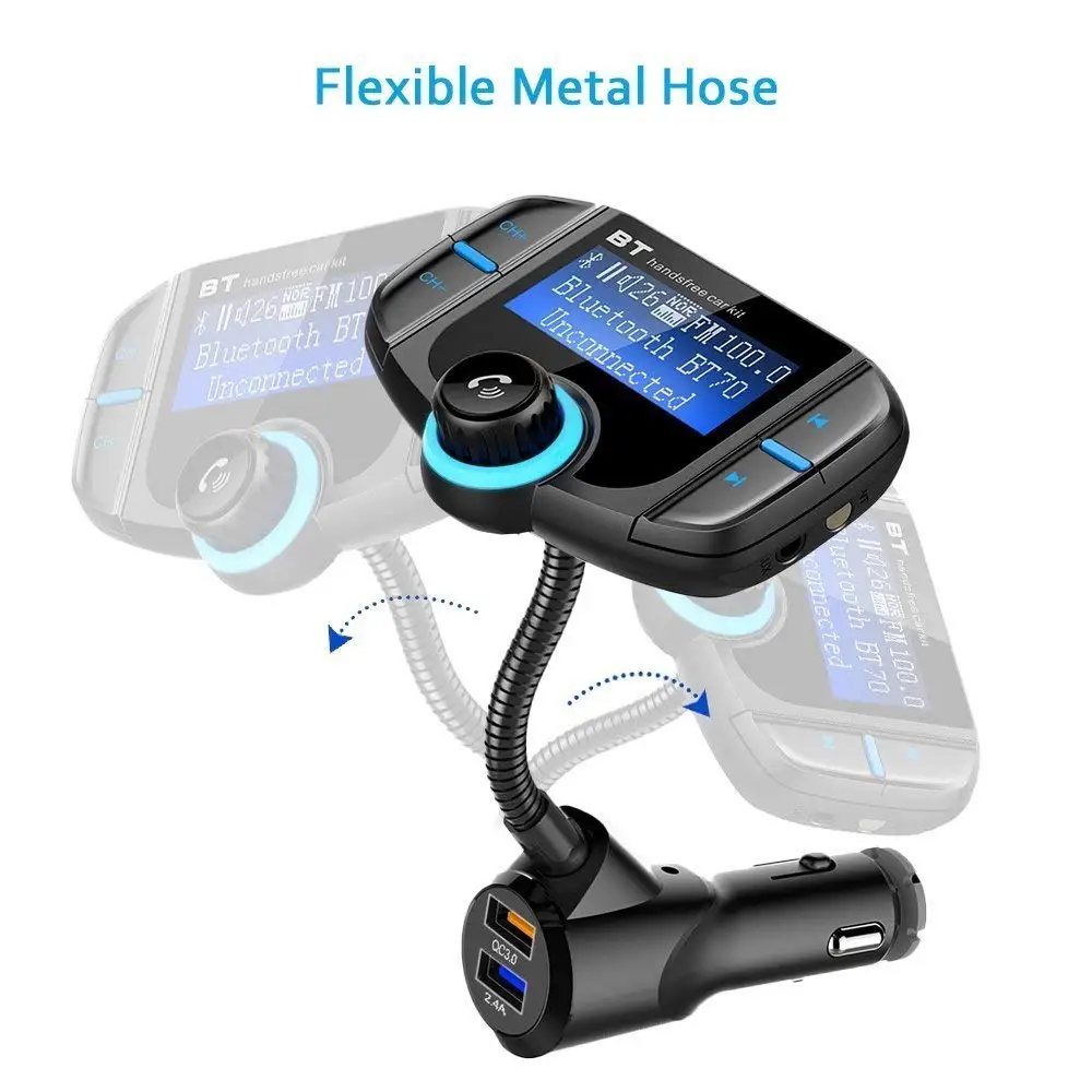 Автомобильный FM передатчик Konrisa Bluetooth Aux Выход QC 3 0 быстрое зарядное устройство