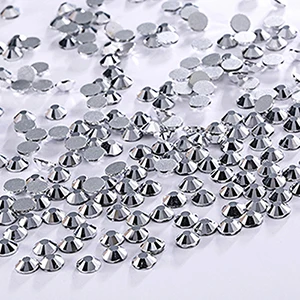 Mine Silver 1728 шт стеклянные стразы для ногтей с плоской задней поверхностью, разноцветные SS4-SS12 для украшения ногтей, блестящие камни, аксессуары для маникюра - Цвет: Mine Silver