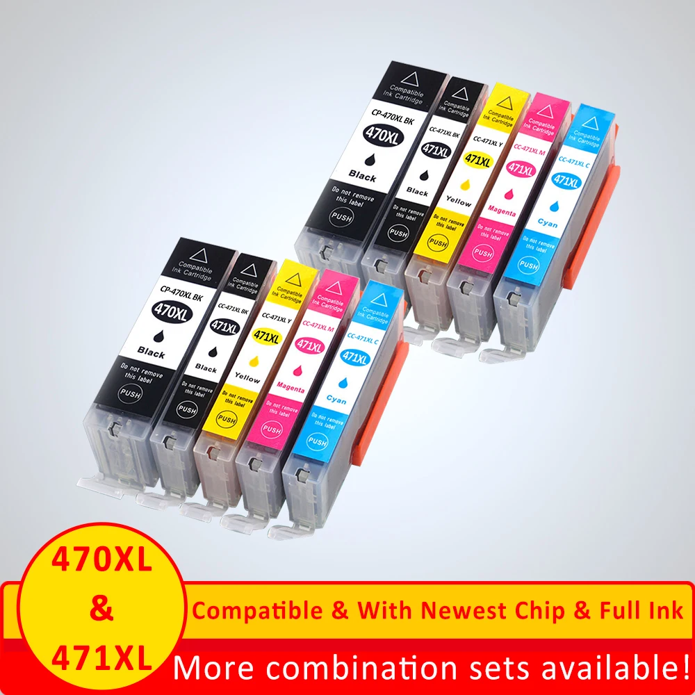 

XiangYu 10pcs PGI470 CLI471 PGI-470 CLI-471 Compatible Cartridge For Canon PIXMA TS5040 MG5740 MG6840 TS6040 printer