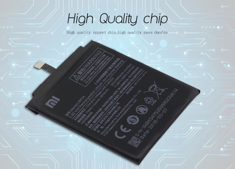 Сменный аккумулятор для телефона Xiao mi BN34, 2910 мА/ч, высокая емкость для Xiao mi Red mi 5A 5,"+ Бесплатные инструменты