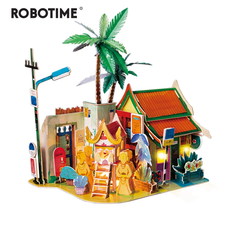Robotime DIY Головоломка Кукольный дом миниатюрный деревянный Модель Строительный игрушечный дом игрушка детский подарок для взрослых предпочтительный кукольный домик jooyoo