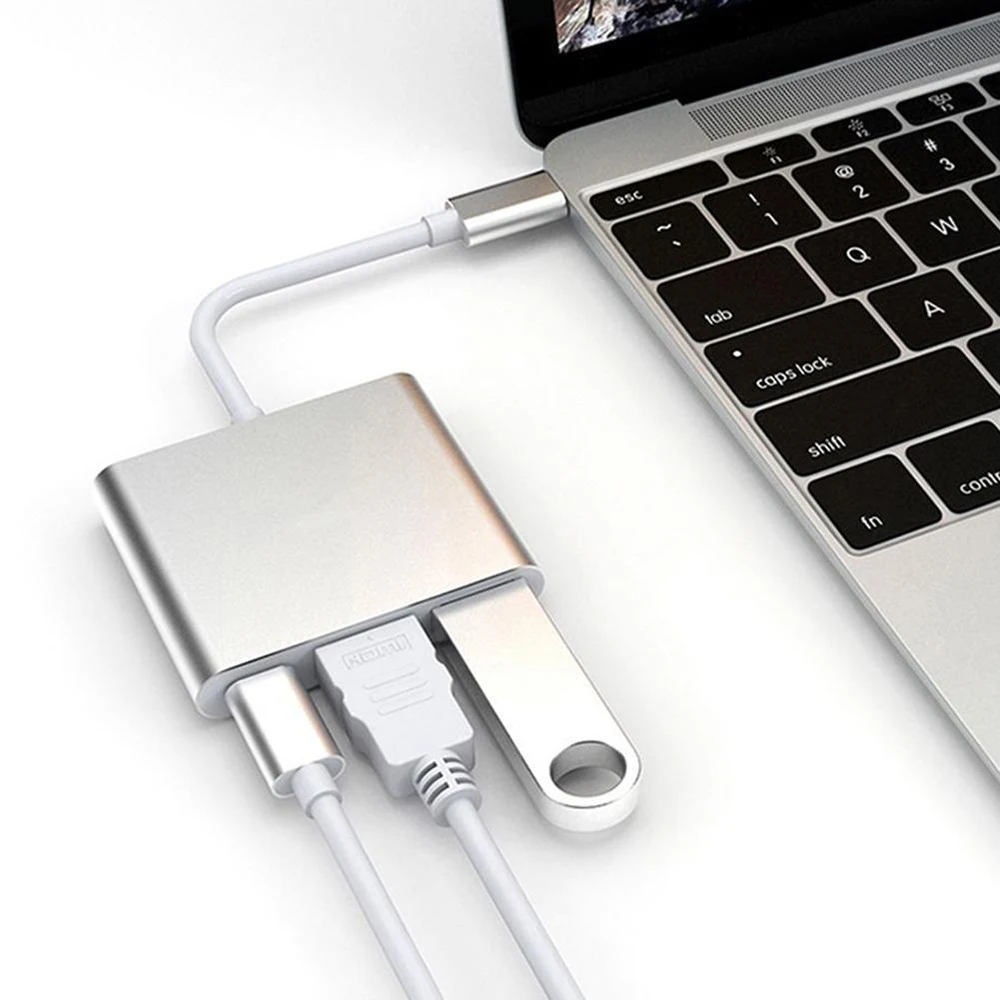 Новый Тип C к HDMI + USB 3 в 1 концентратор Splitrer адаптер питания зарядный кабель