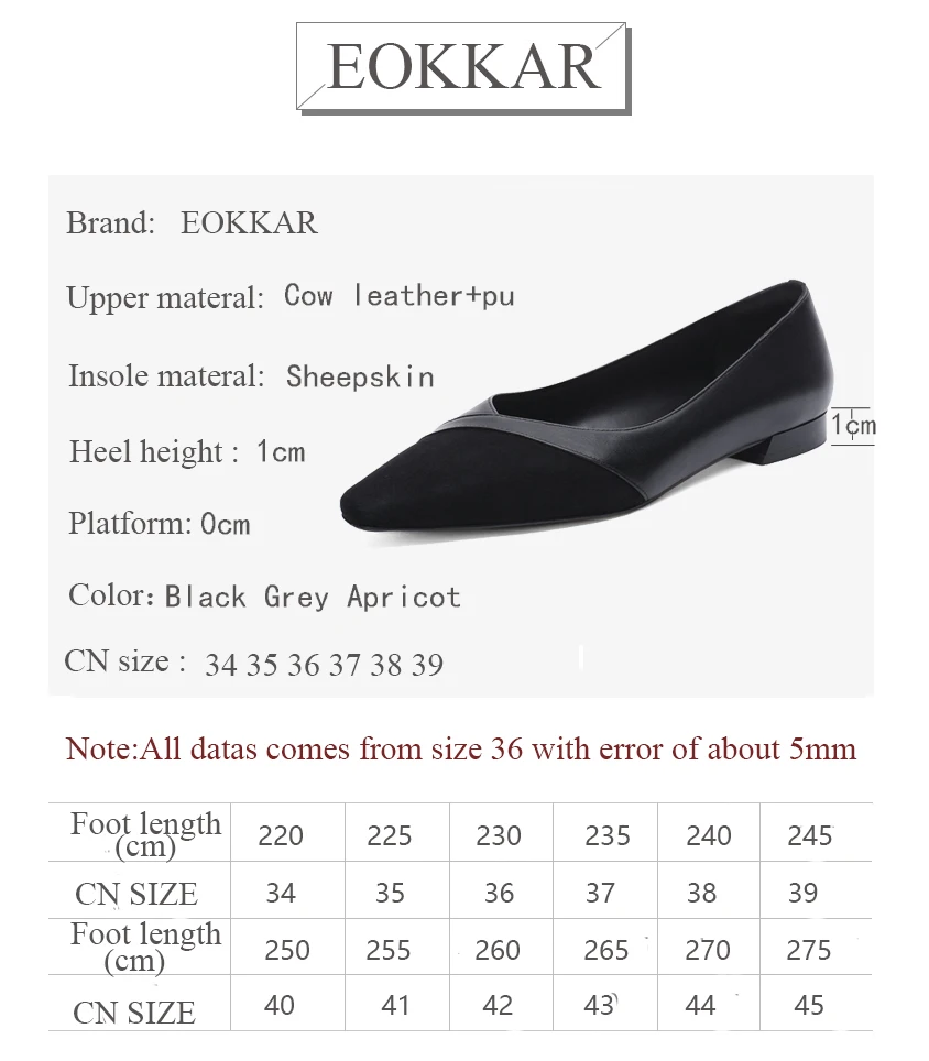 

Eokkar 2019 Women Flats Pointed Toe All Match Slip on Low Heel Spring/autumn Shoes Ladies Flats Casual Women Shoes Size34-39